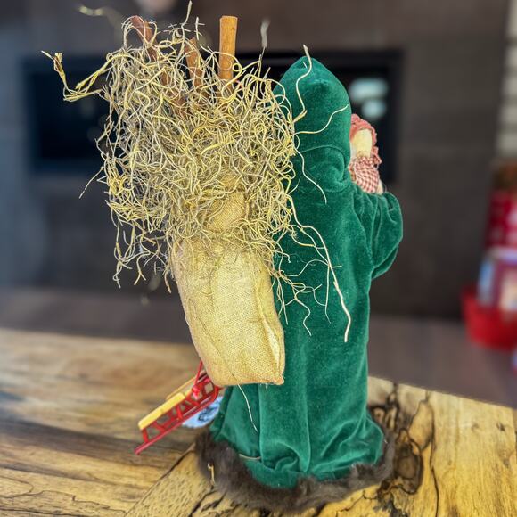 Primitive Folk Art Vintage Cloth Face Santa w Doll Christmas Tabletop Decor 11” - Picture 6 of 14